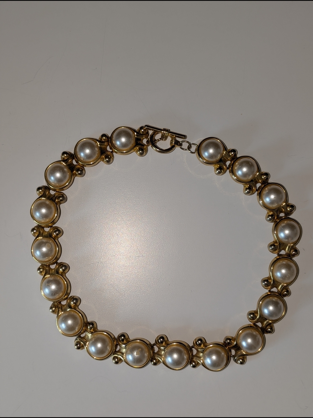 Vintage Necklace 19" Gold-Tone and Costume Pearl